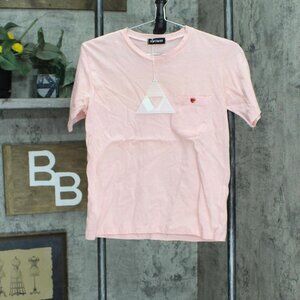 NWT Dearstalker Womens Striped Short Sleeve Pocket T-Shirt Tee Pink / White Free